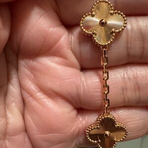 18K RG plated over 925 silver 5 clover bracelet 19cm